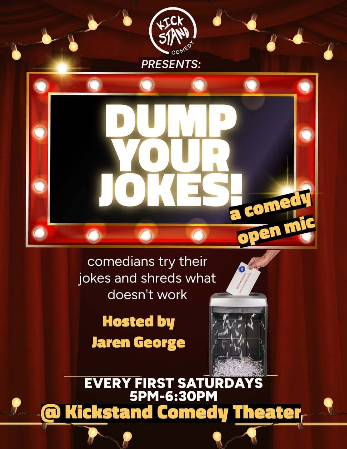 Dump Your Jokes open mic flyer